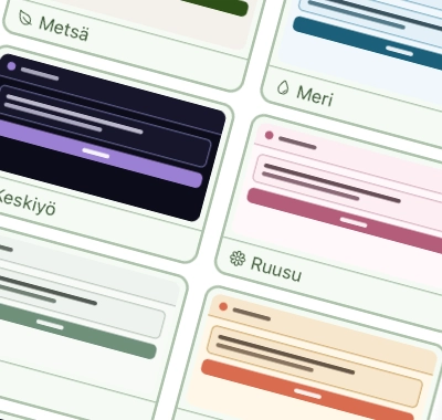 Kasvia-sovellus näyttää premium-väriteemavaihtoehdot.